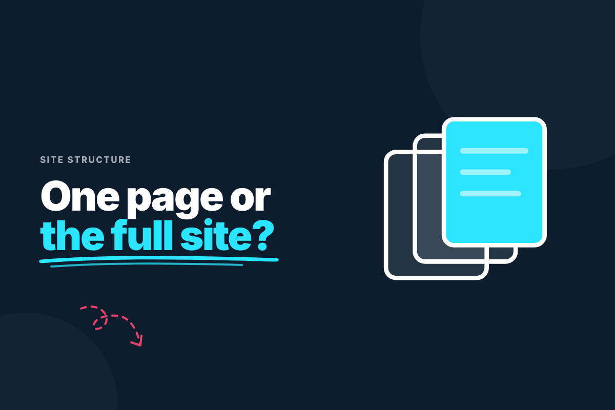 Side-by-side comparison of a one page website and a multi-page small business website