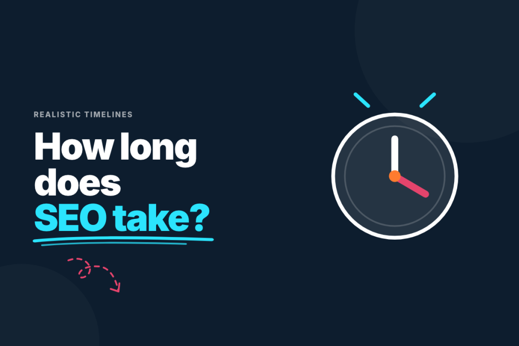 Clock illustration showing how long SEO takes to work for a small business, month by month.