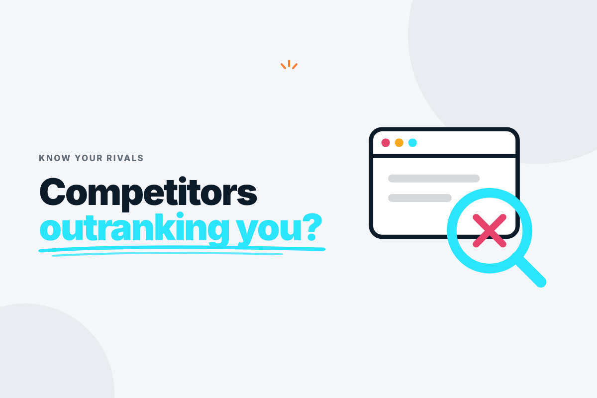 Magnifying glass illustration for SEO competitor analysis, showing how to see what rival businesses are doing in search.