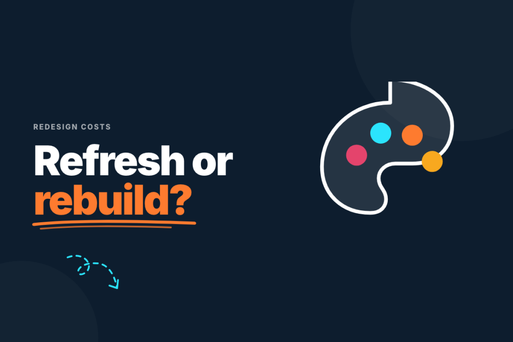 Old and new website designs side by side, illustrating website redesign cost options for a UK small business