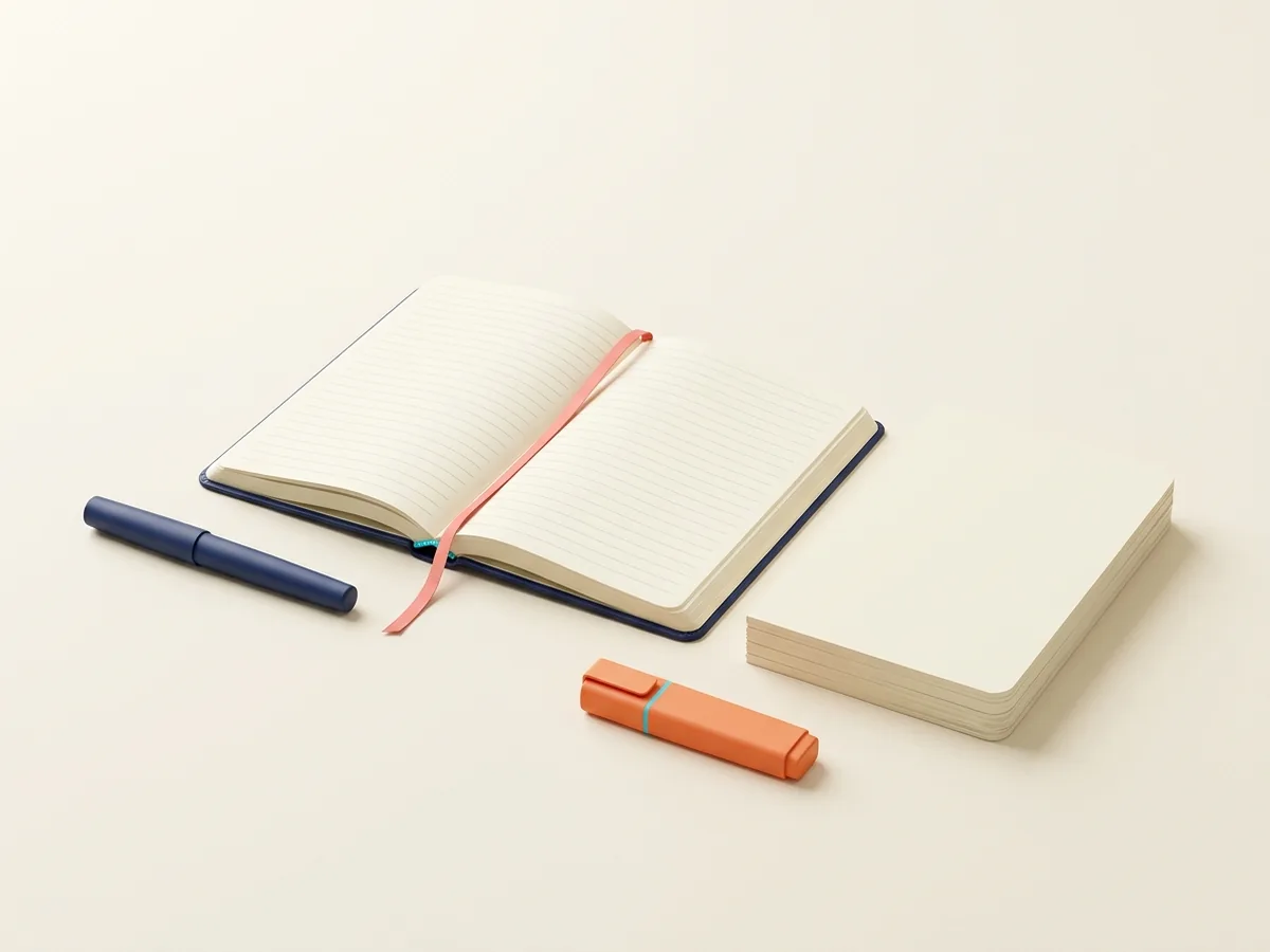 Notebook and pen for writing social media copy for Knutsford businesses